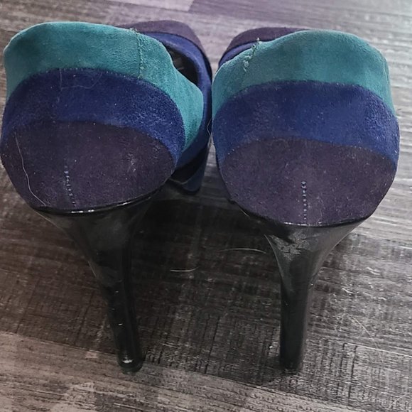 Blue Color-block High Heels - Picture 3 of 5